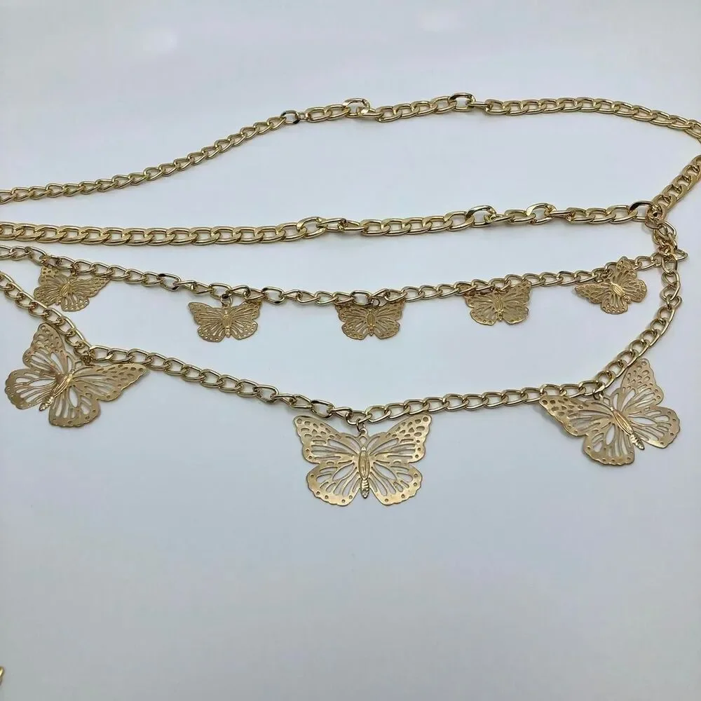 Women's Gold Butterfly Waist Chain Belt, 39.5 Inches, X7G9A1008